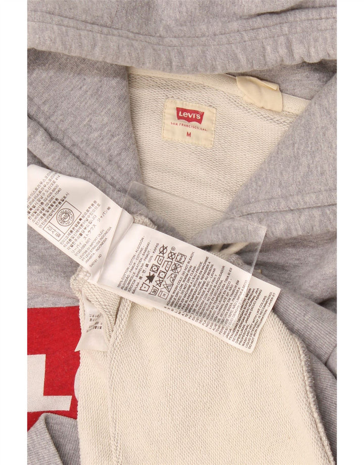 Pulover Levi's pentru bărbați cu capota cu grafică, din bumbac cu pete, gri mediu