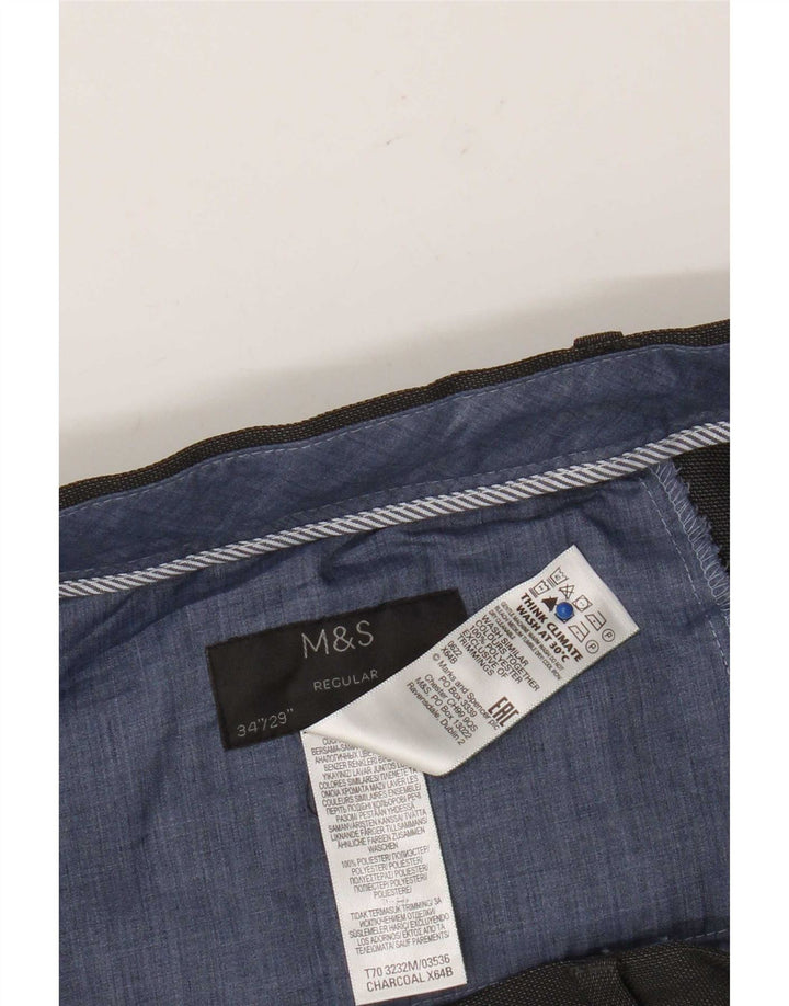 Pantaloni de costum obișnuiți pentru bărbați Marks & Spencer L34 L29 poliester gri