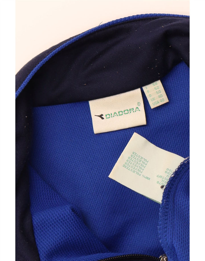 DIADORA Mens Tracksuit Top Jacket IT 50 Medium Blue Colourblock Polyester Vintage Diadora and Second-Hand Diadora from Messina Hembry 