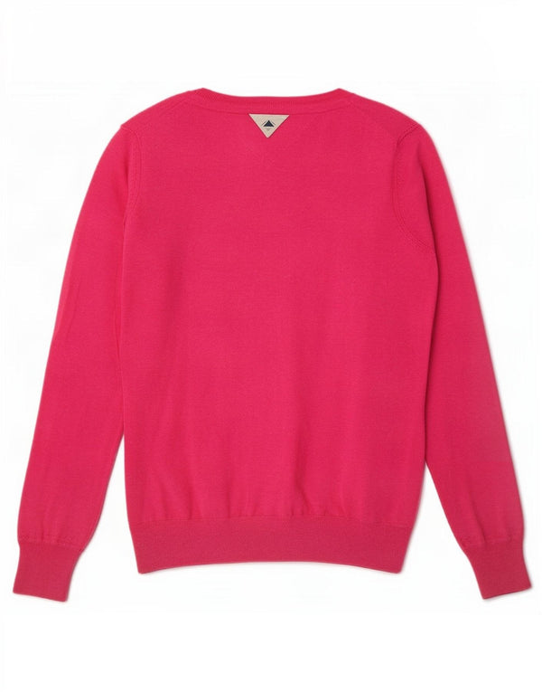 Pulover pentru femei Tommy Hilfiger cu decolteu în V UK 14, bumbac roz mediu