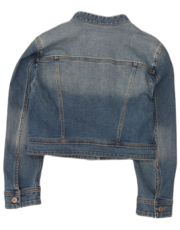 BENETTON Jachetă de denim crop pentru femei UK 10 Small Blue Bumbac