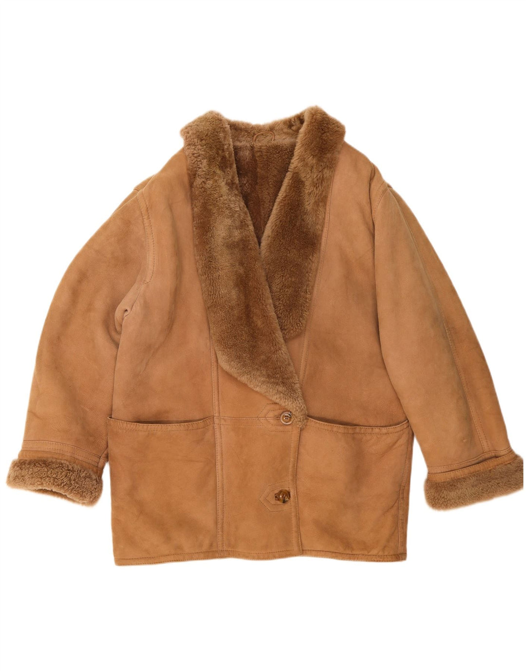 Jachetă din shearling pentru femei, UK 20 2XL, bej