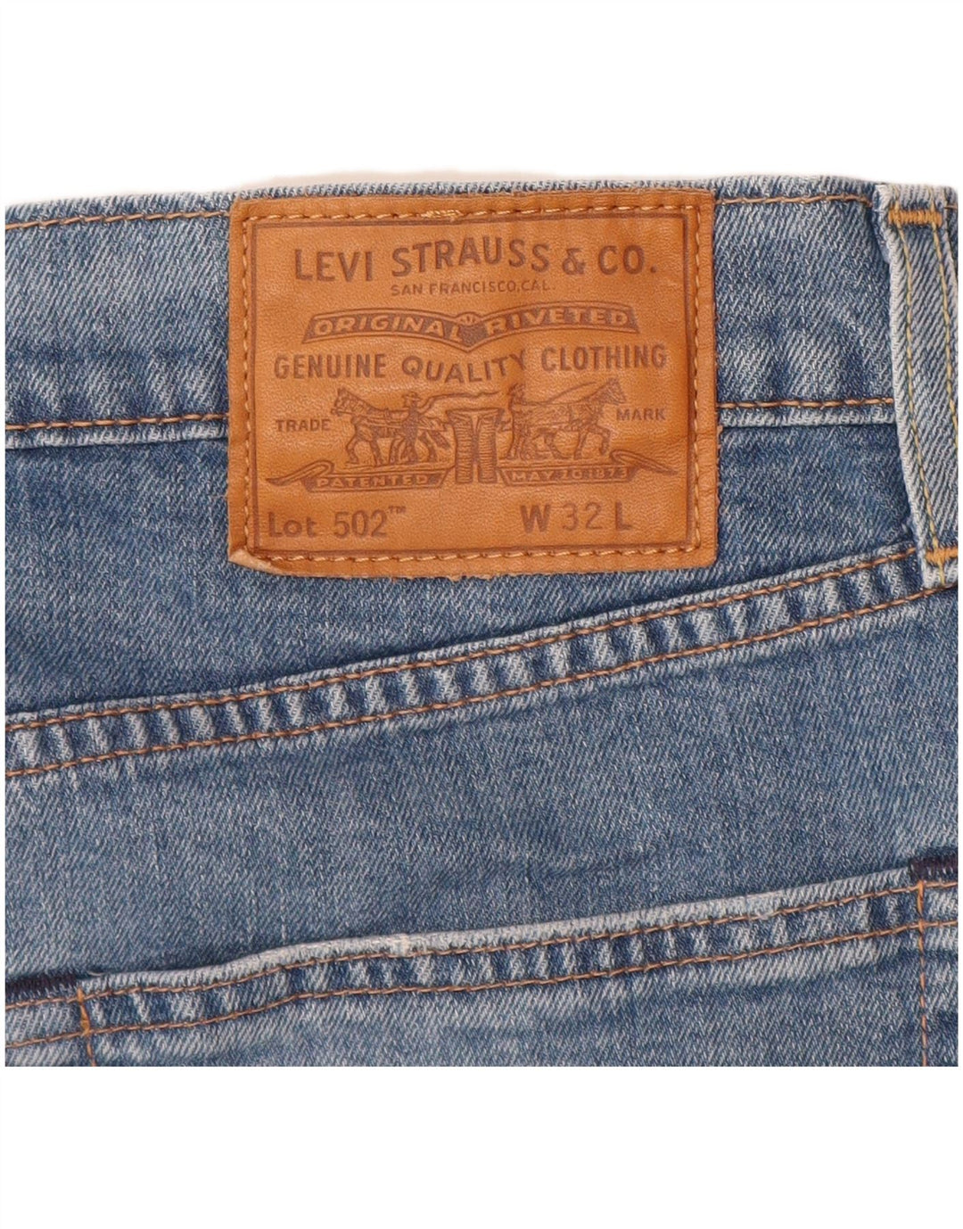 Pantaloni scurți din blugi pentru bărbați LEVI'S 502 W32, bumbac albastru mediu
