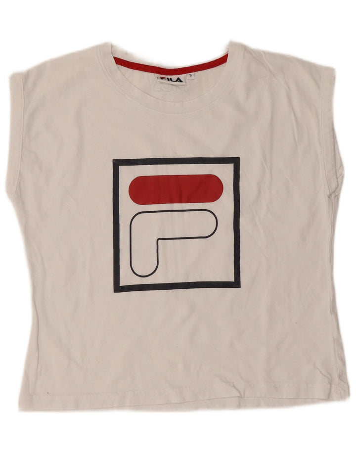 Tricou grafic Fila pentru femei Top UK 10 Small White