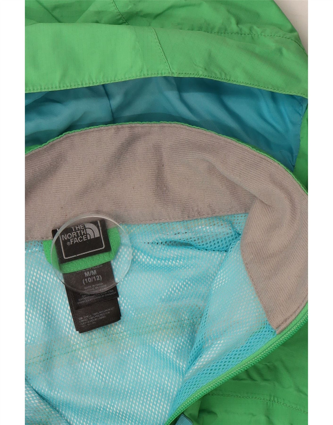 Jachetă de ploaie cu glugă The North Face pentru fete 10-11 ani, nailon verde mediu