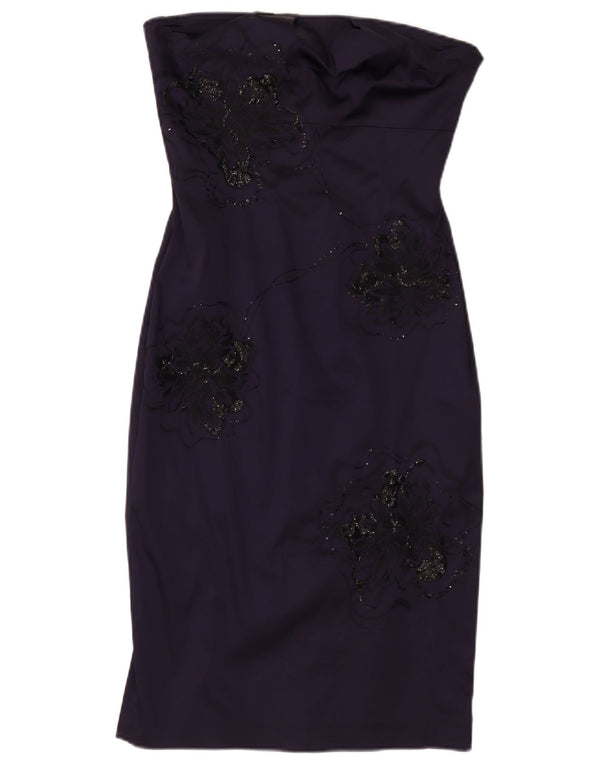 JANE NORMAN Womens Strapless Bodycon Dress UK 12 Medium Purple Floral