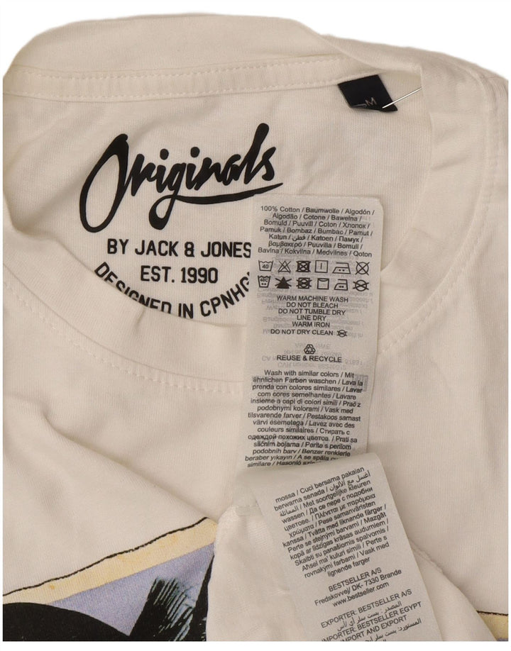 Tricou cu grafic Jack & Jones pentru bărbați Top mediu din bumbac alb