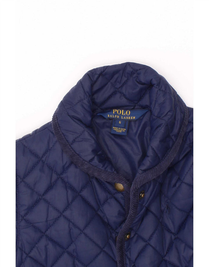 Jachetă matlasată Polo Ralph Lauren pentru fete 5-6 ani poliester bleumarin