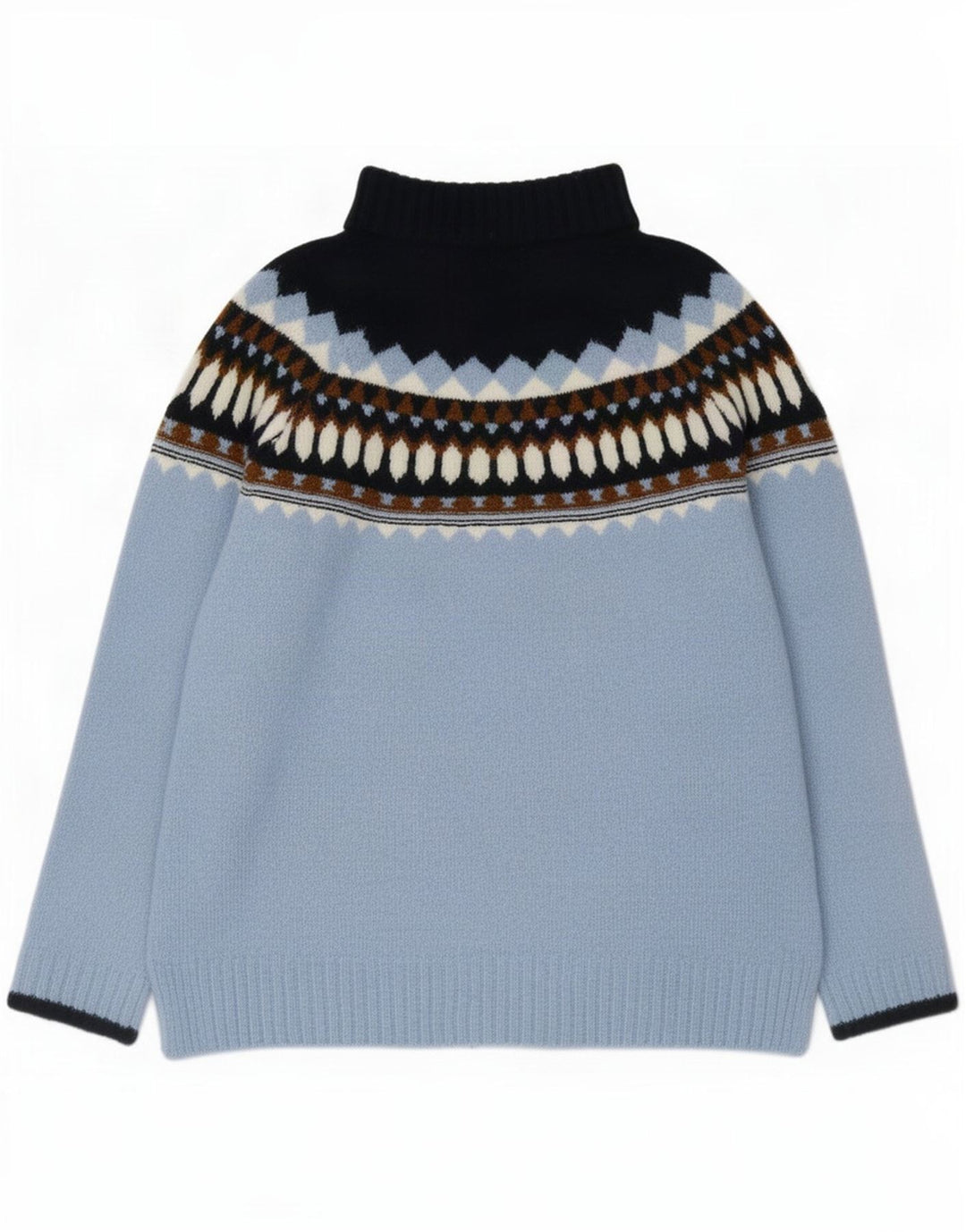 Pulover pentru femei Marks & Spencer cu gât rulat, 14 UK Medium Blue Geometric