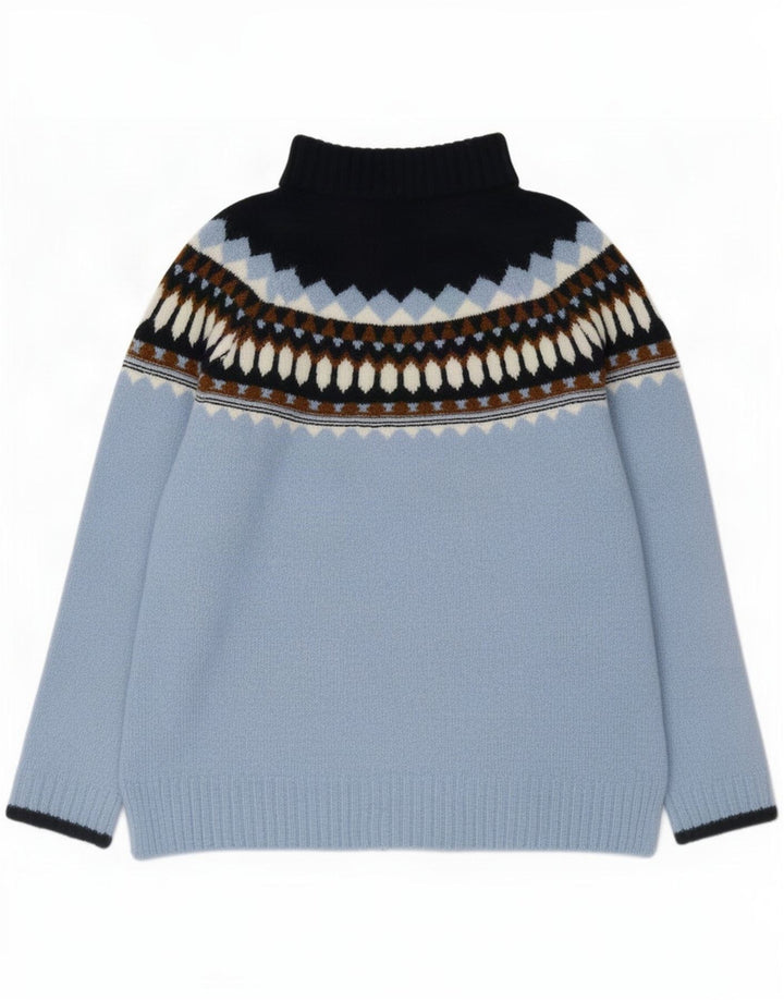 Pulover pentru femei Marks & Spencer cu gât rulat, 14 UK Medium Blue Geometric
