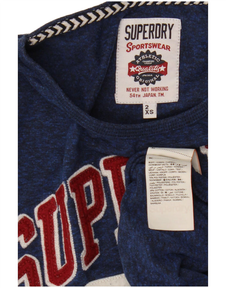SUPERDRY Top grafic pentru femei cu mâneci 3/4 UK 2 2XS bleumarin poliester