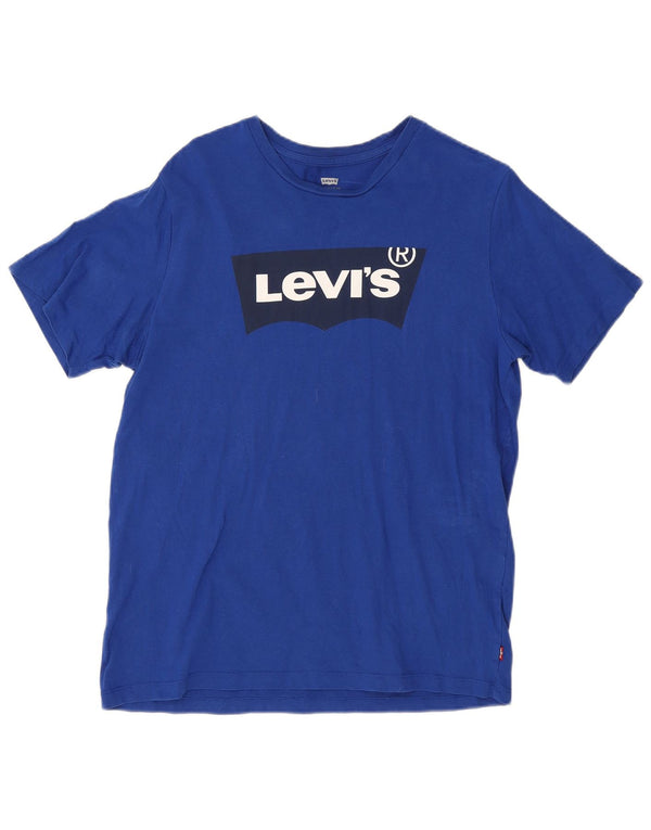 Levi's Womens Graphic T-Shirt Top UK 14 Medium Blue Cotton