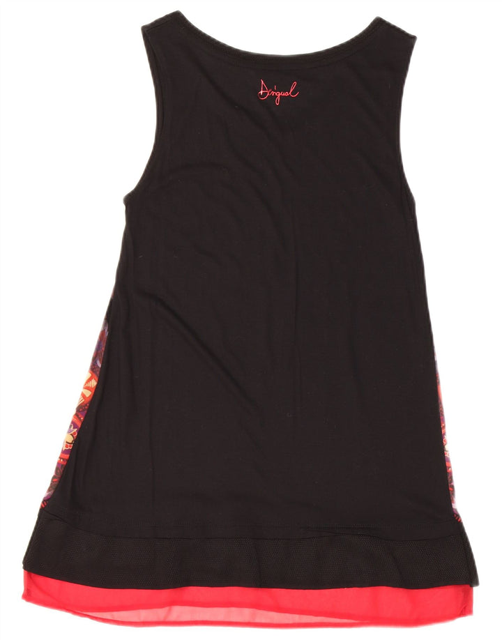 Top cu tunică fără mâneci pentru femei Desigual, cu model abstract, UK 6 XS Negru