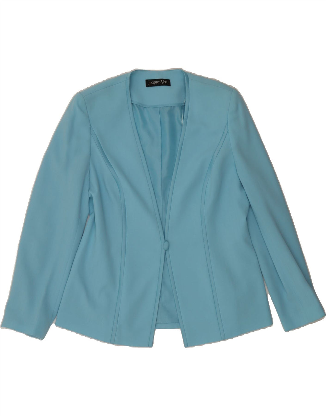 JACQUES VERT Womens 1 Button Blazer Jacket UK 14 Medium Blue Polyester Vintage Jacques Vert and Second-Hand Jacques Vert from Messina Hembry 