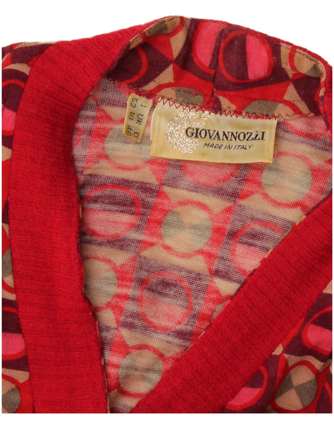 Pulover cardigan pentru femei Giovannozzi UK 18 XL Roșu Geometric