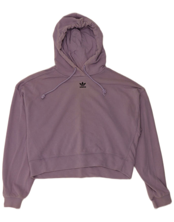 Jumper Adidas pentru femei, cu formă lejeră, crop, UK 12, bumbac violet mediu