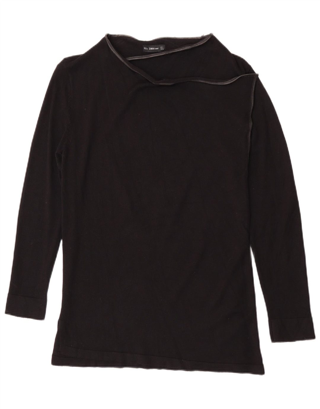 Top femeie Zara cu mânecă lungă UK 14 mare, negru, viscoză