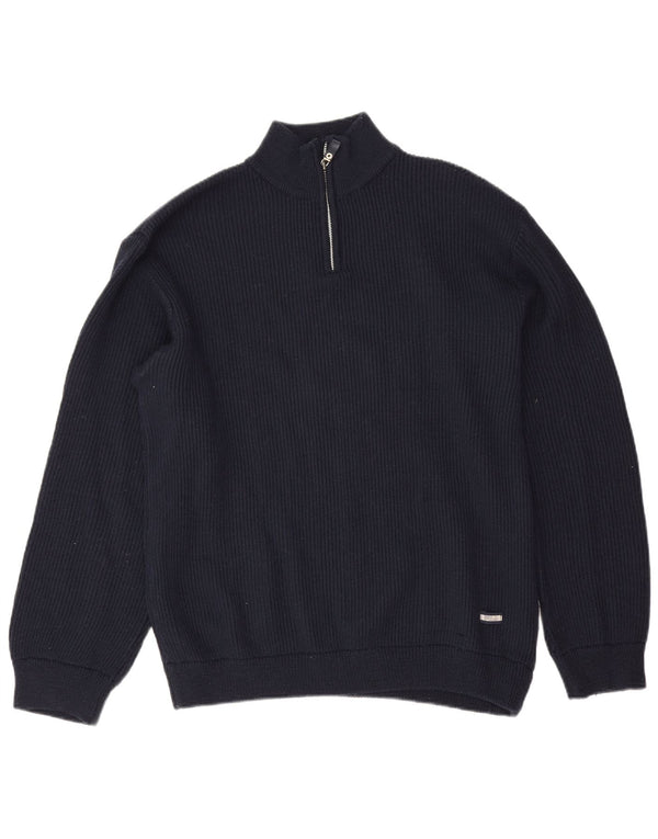 Pulover Fila pentru bărbați, cu fermoar și gât, XL bleumarin