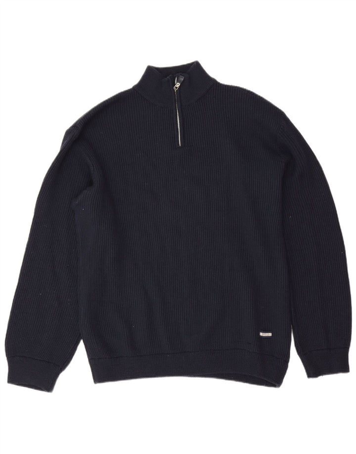 Pulover Fila pentru bărbați, cu fermoar și gât, XL bleumarin