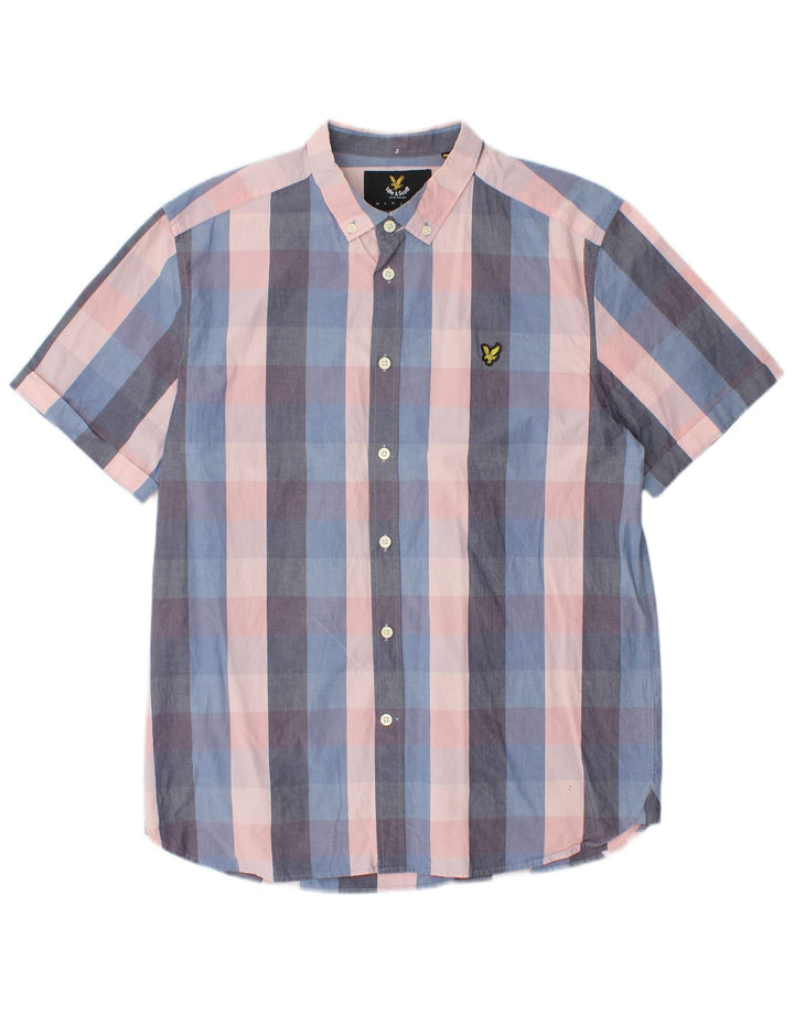 Cămașă cu mânecă scurtă pentru bărbați Lyle & Scott, bumbac cu carouri multicolore