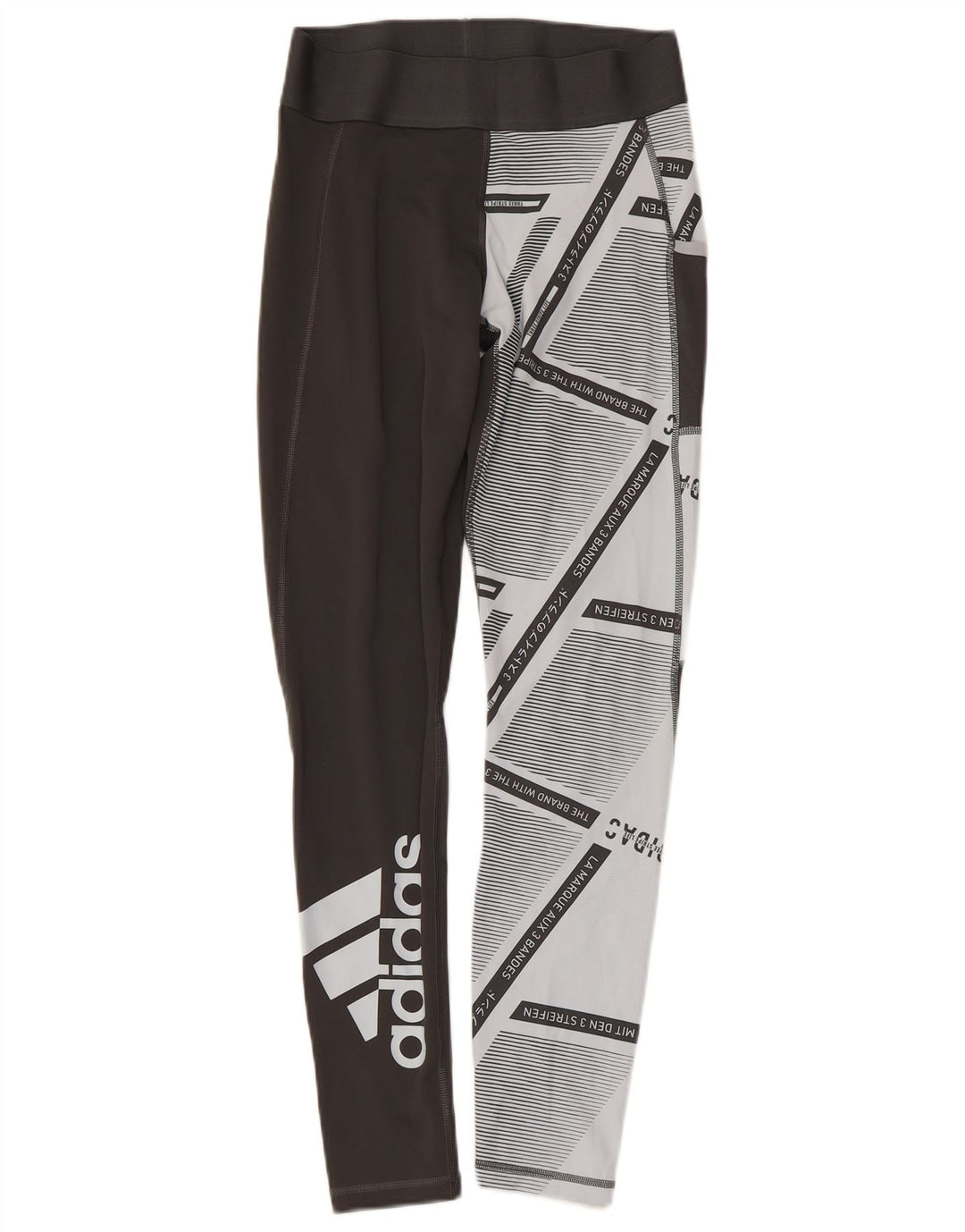 Leggings cu trei dungi ADIDAS pentru femei Marea Britanie 8/10, negru, geometric, mic