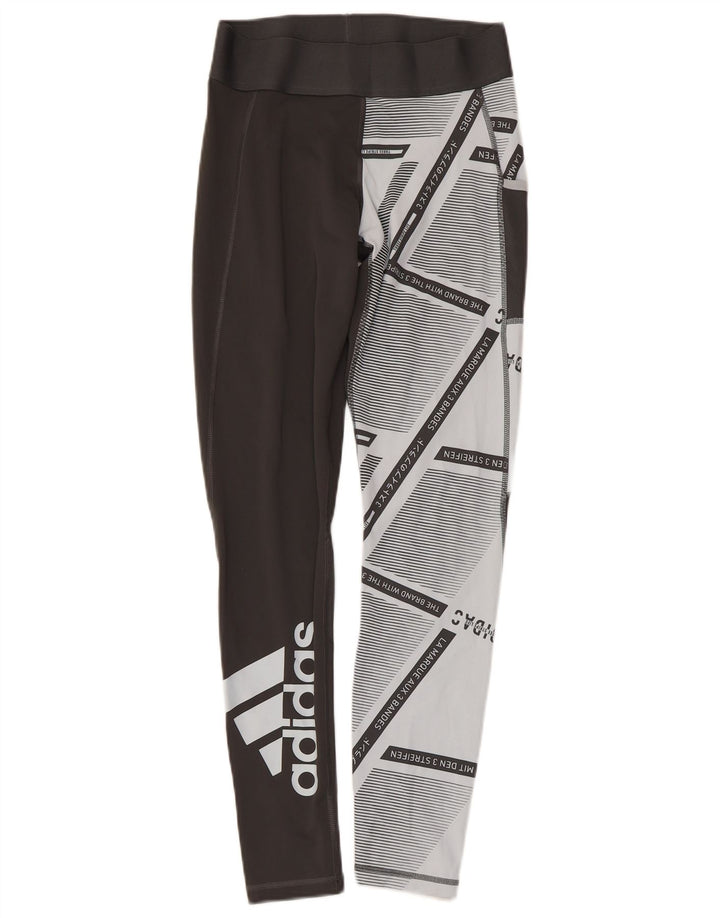 Leggings cu trei dungi ADIDAS pentru femei Marea Britanie 8/10, negru, geometric, mic