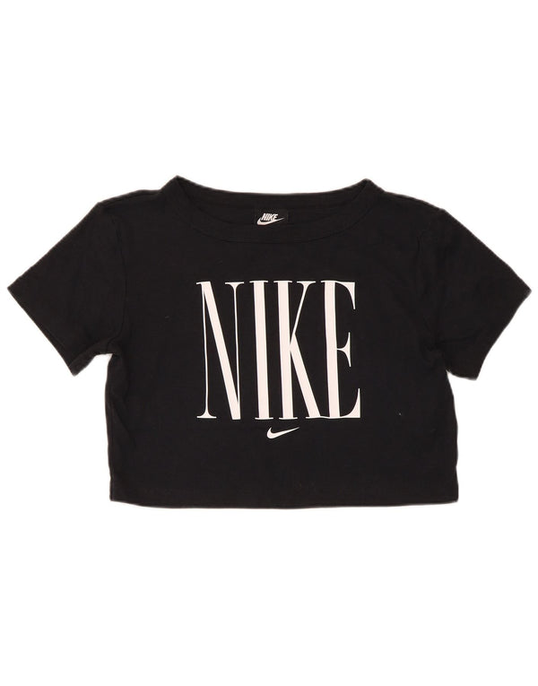 Tricou grafic cu mânecă scurtă Nike pentru femei Top UK 12 Bumbac mediu negru