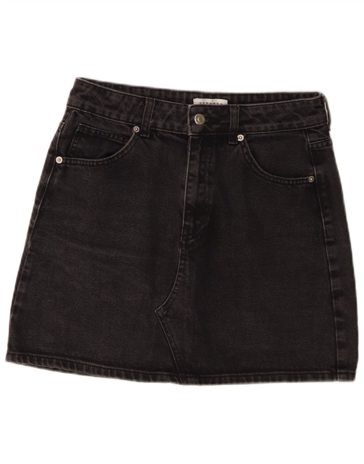 TOPSHOP Fusta de blugi pentru femei UK 10 Small W26 Bumbac negru