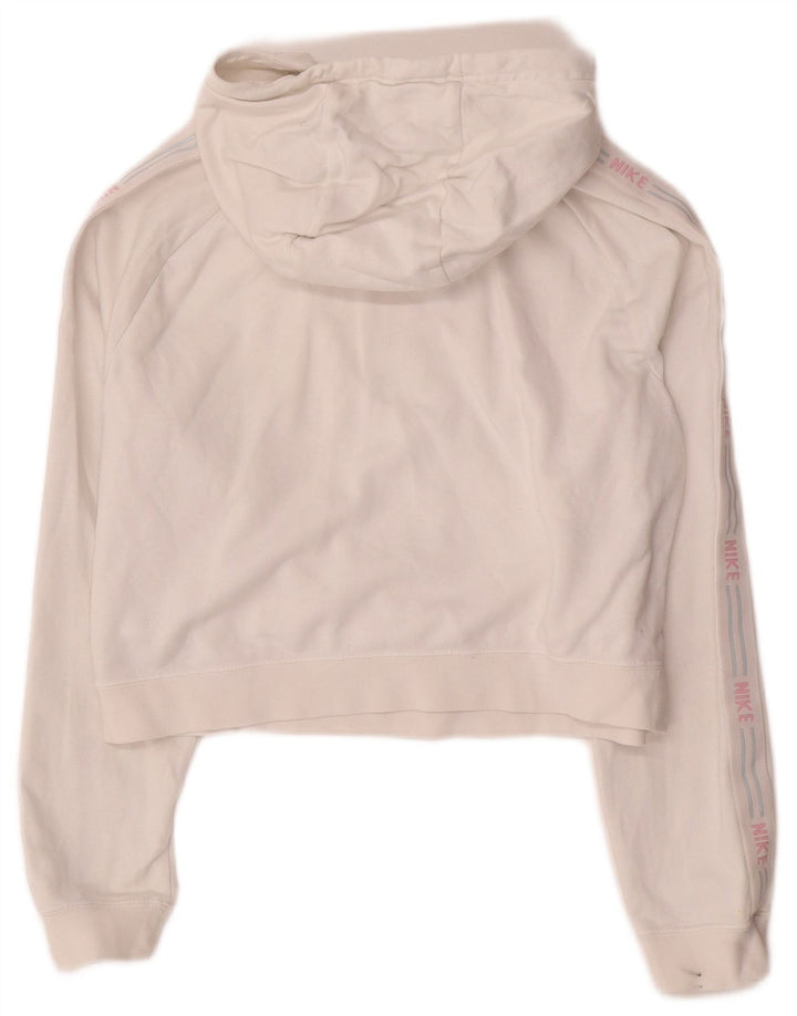 Pulover NIKE pentru damă, supradimensionat cu grafic Crop, cu glugă, UK 10, mic, alb