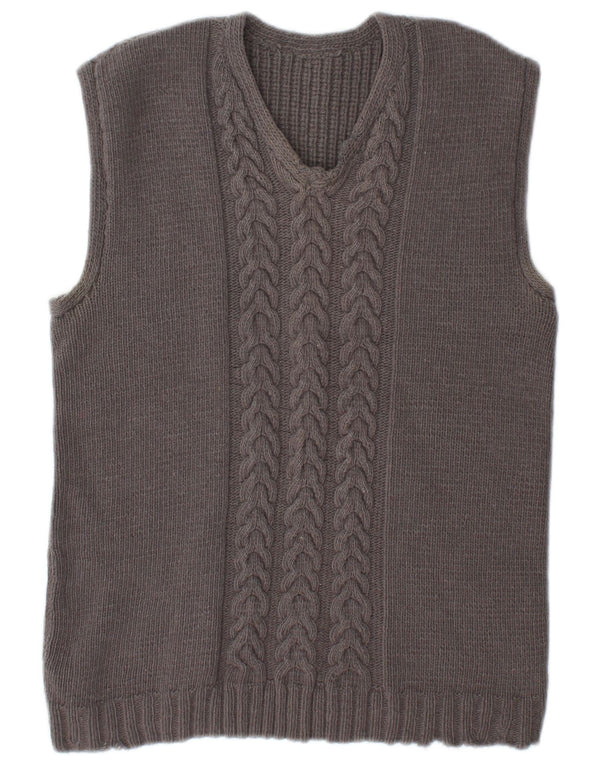 Vintage Womens Vest Tank Top UK 14 Medium Gri