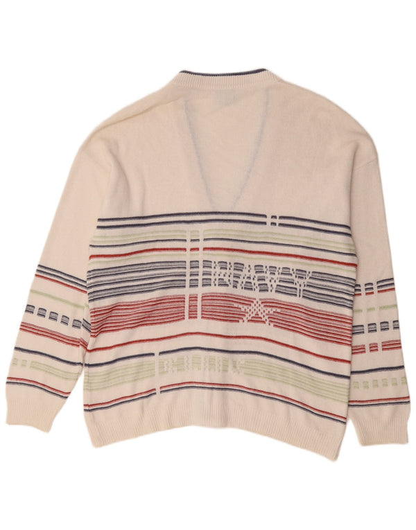 Pulover cardigan pentru bărbați Demiro IT 50 bumbac cu dungi albe medii