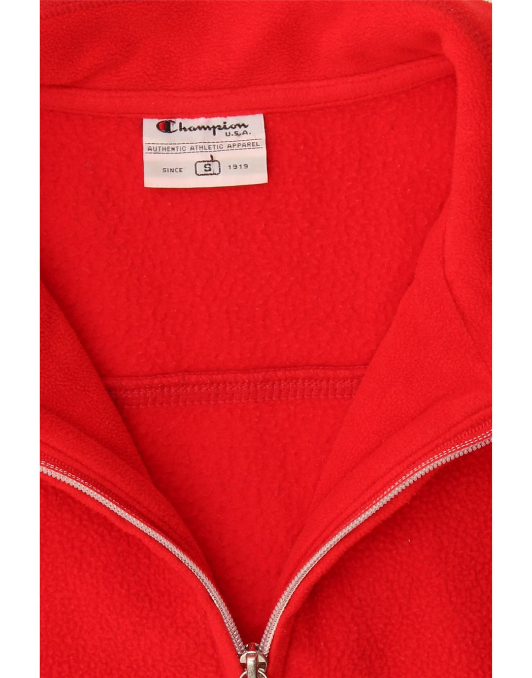 CHAMPION Womens Oversized Zip Neck Fleece Jumper UK 10 Small Red Polyester Vintage Champion and Second-Hand Champion from Messina Hembry 