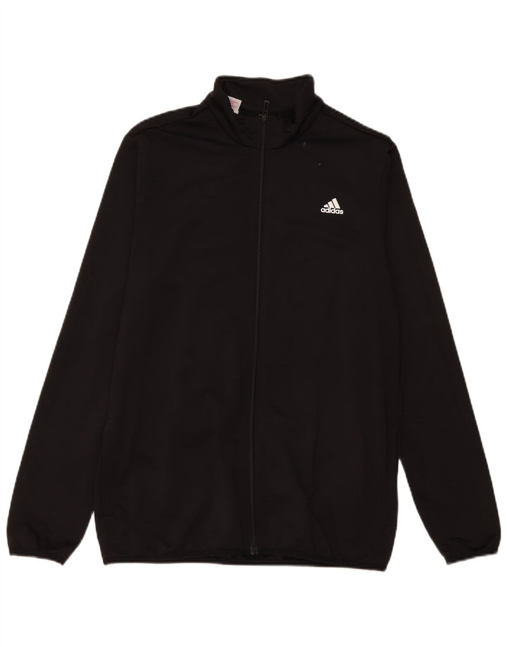 Jachetă de top pentru trening cu grafic pentru băieți Adidas 15-16 ani, poliester negru