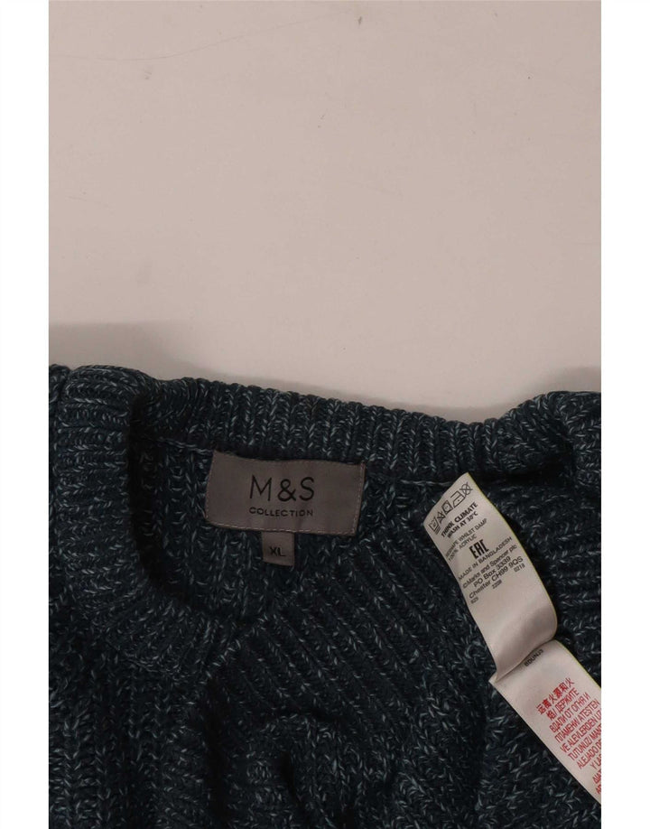Pulover pentru bărbați Marks & Spencer, cu gât de barcă, XL, albastru acrilic