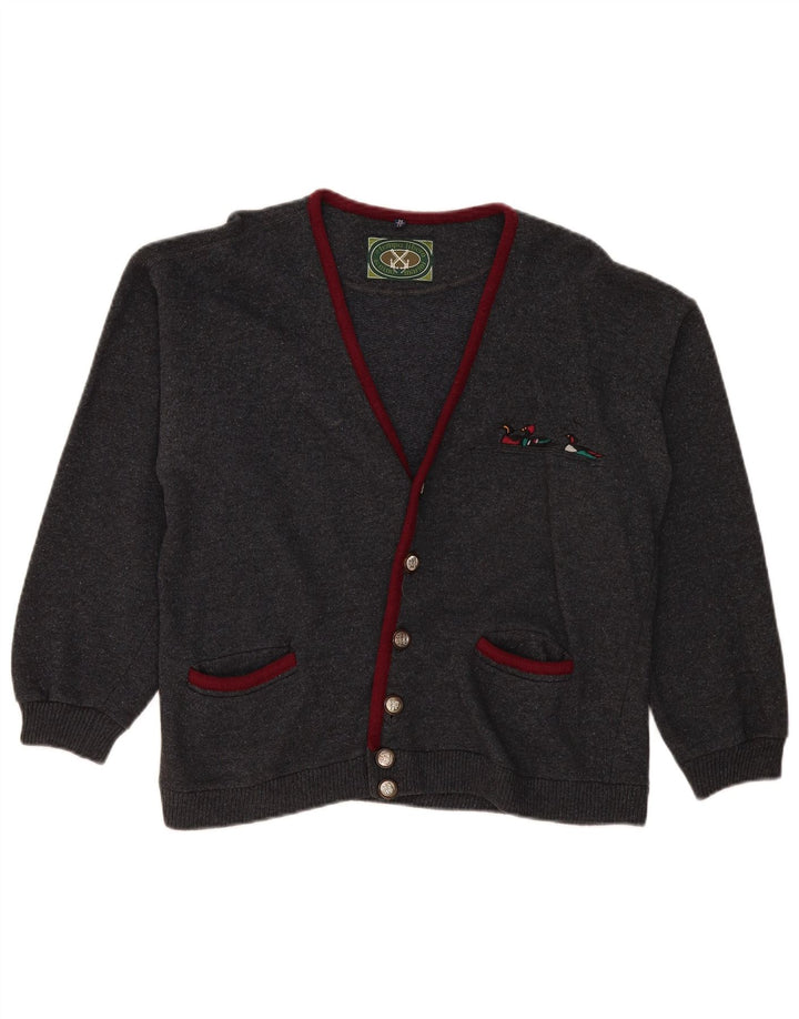 Cardigan Vintage pentru bărbați din lână, gri mediu