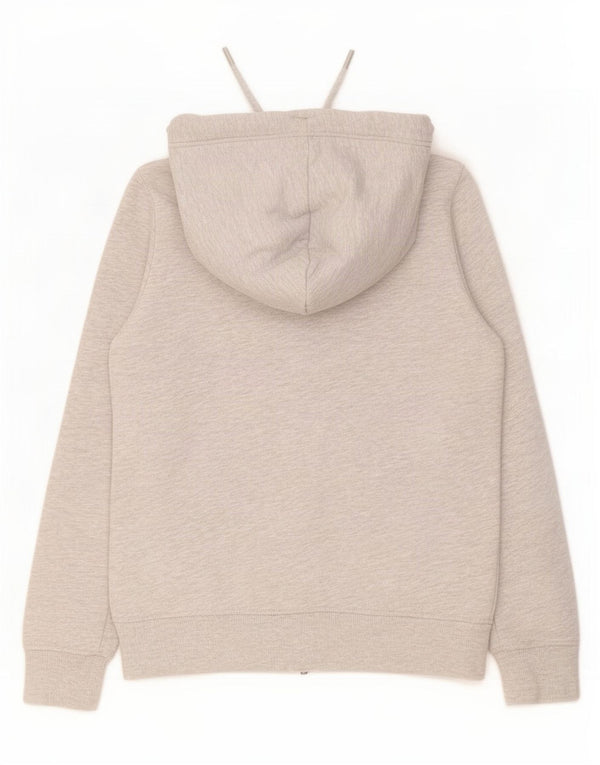 Superdry Womens Zip Hoodie Sweater UK 12 Medium Grey Flecked Cotton
