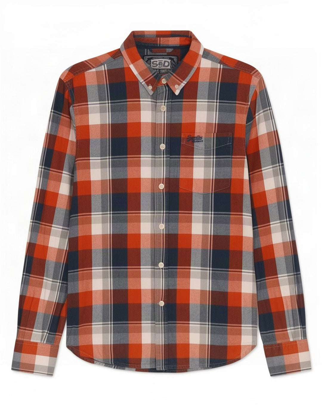 Cămașă de flanel pentru bărbați Superdry, bumbac cu carouri roșii mari