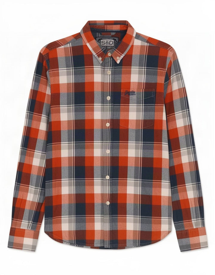 Cămașă de flanel pentru bărbați Superdry, bumbac cu carouri roșii mari