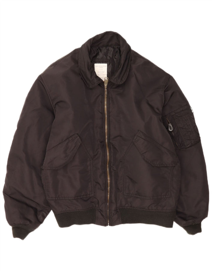 Jachetă de aviator vintage pentru bărbați, cu vreme rece, UK 40, mare, negru, nailon