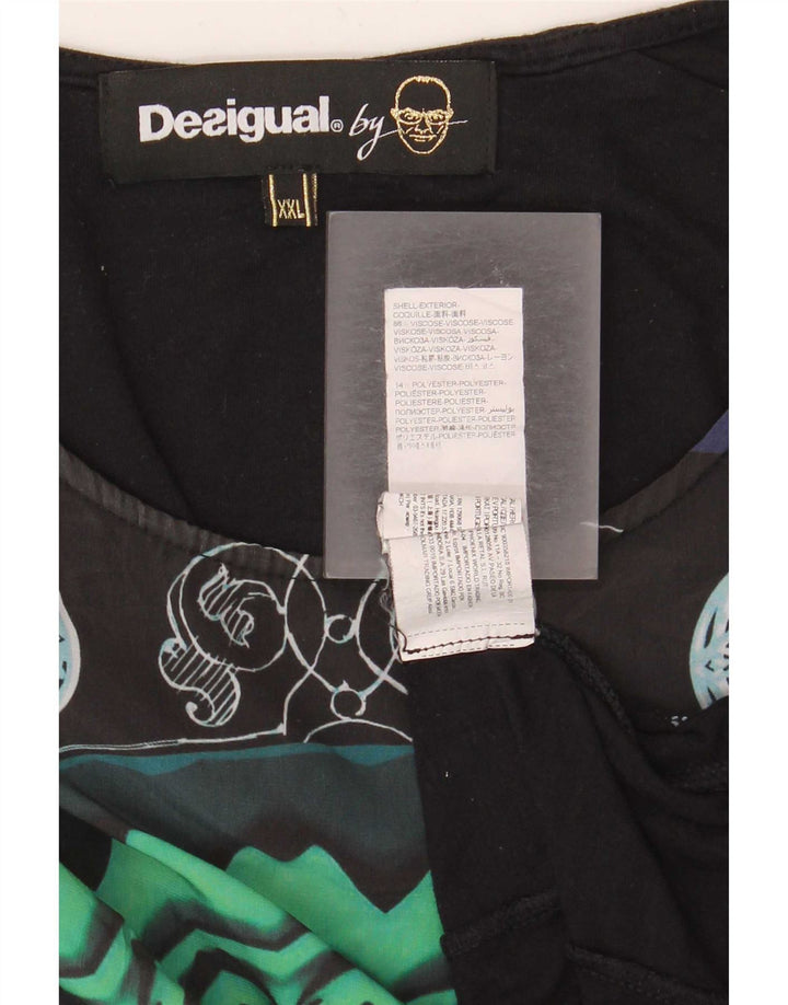 Top pentru femei Desigual cu model abstract cu mânecă lungă UK 20 2XL Negru Modern