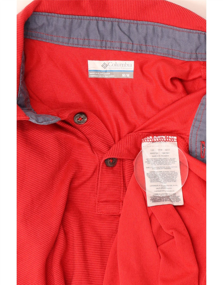 Tricou polo Columbia Omni-Wick pentru bărbați, poliester cu dungi roșii medii