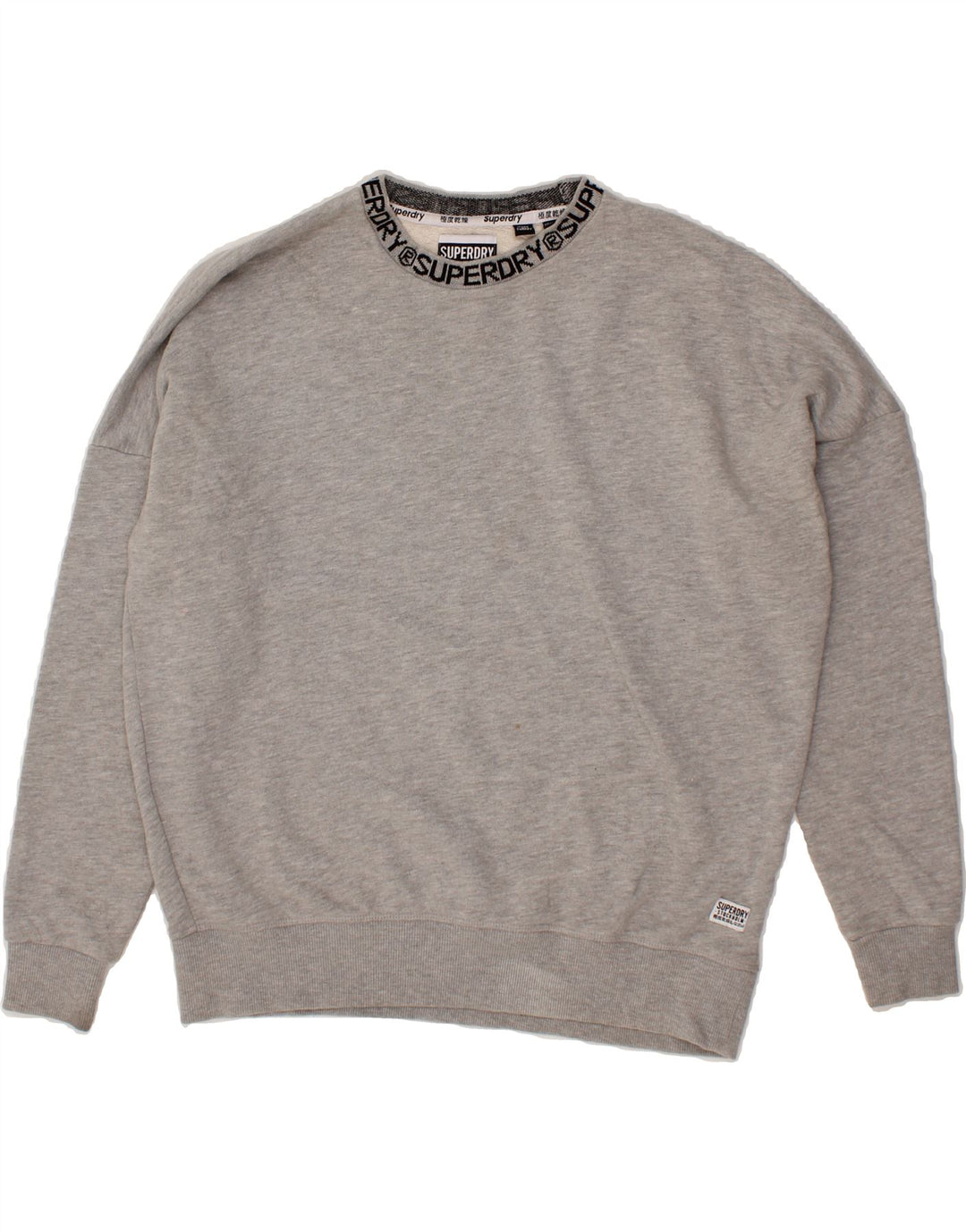 SUPERDRY Womens Oversized Graphic Sweatshirt Jumper UK 12 Medium Grey Vintage Superdry and Second-Hand Superdry from Messina Hembry 