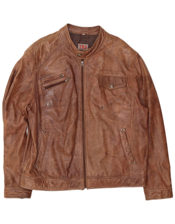 Geacă de piele vintage pentru bărbați IT 60 4XL maro