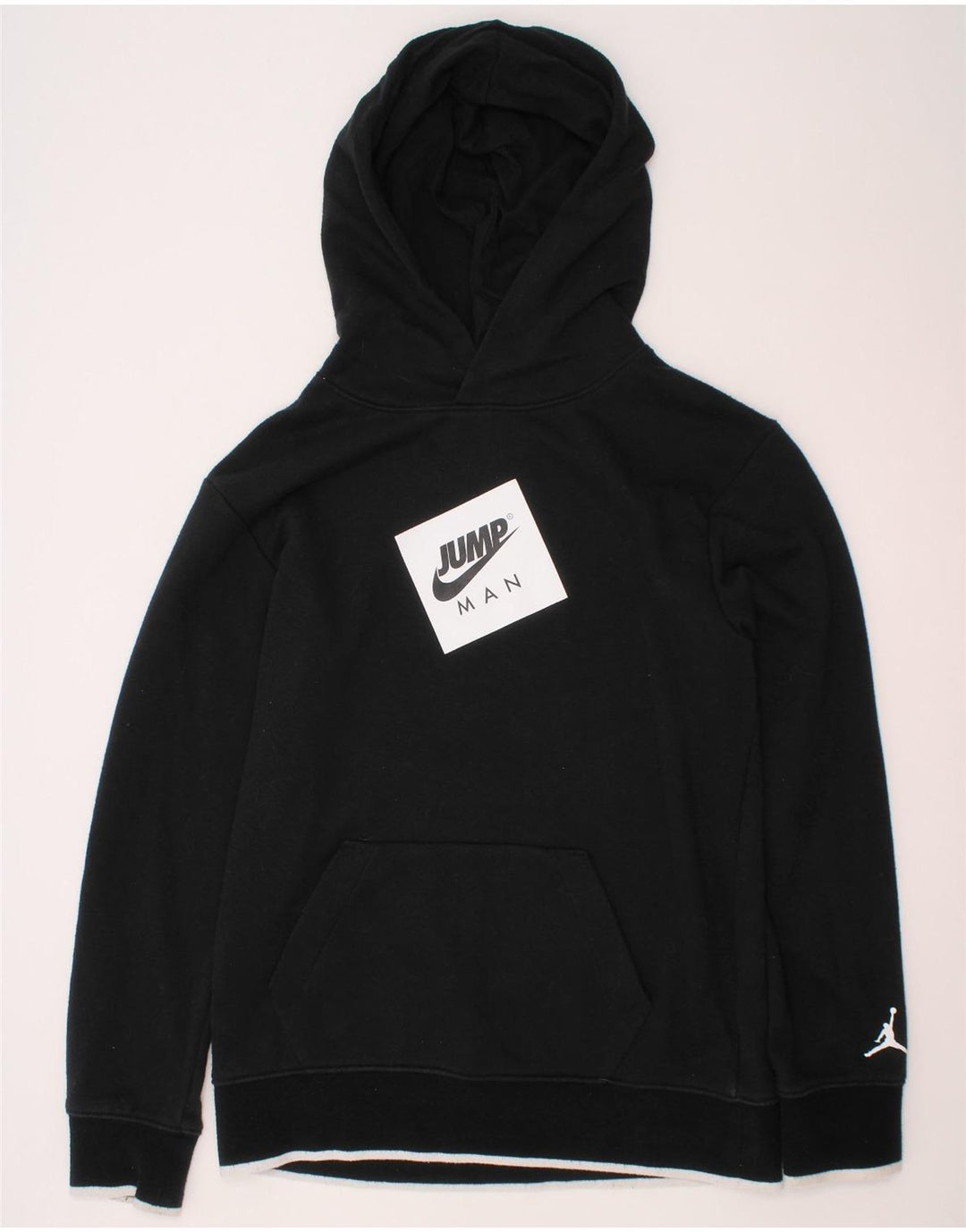 JORDAN Pulover cu glugă grafic pentru băieți 12-13 ani, mare, negru, bumbac