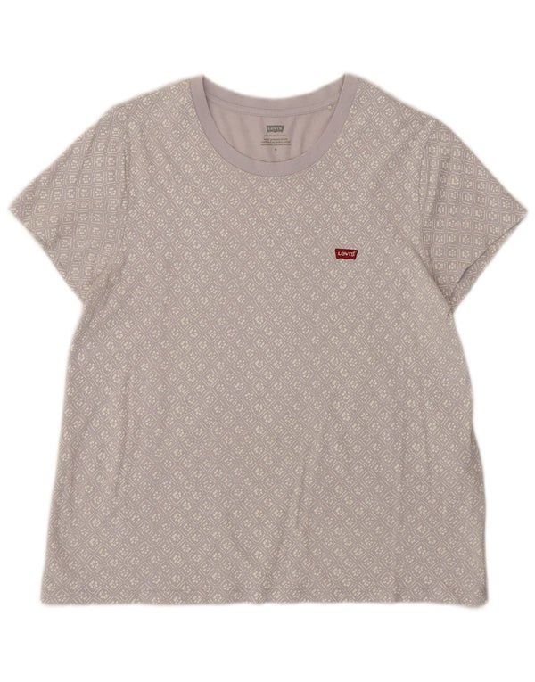 Levi's Womens Graphic T-Shirt Top UK 14 Medium Lilac Geometric Cotton
