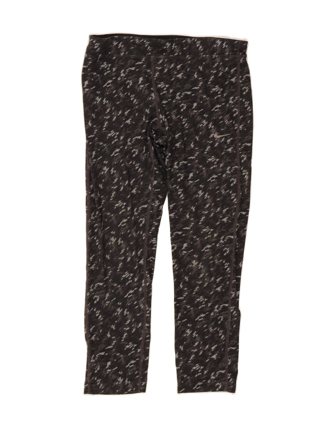 NIKE Womens Dri Fit Leggings UK 12 Medium  Grey Geometric Vintage Nike and Second-Hand Nike from Messina Hembry 