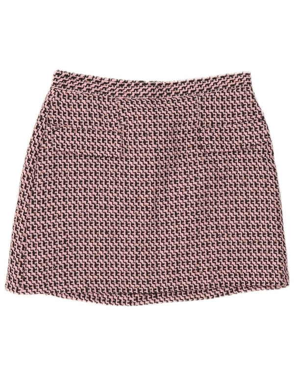 Fusta mini Topshop pentru femei UK 14 Large W32 Pink Chevron Poliester