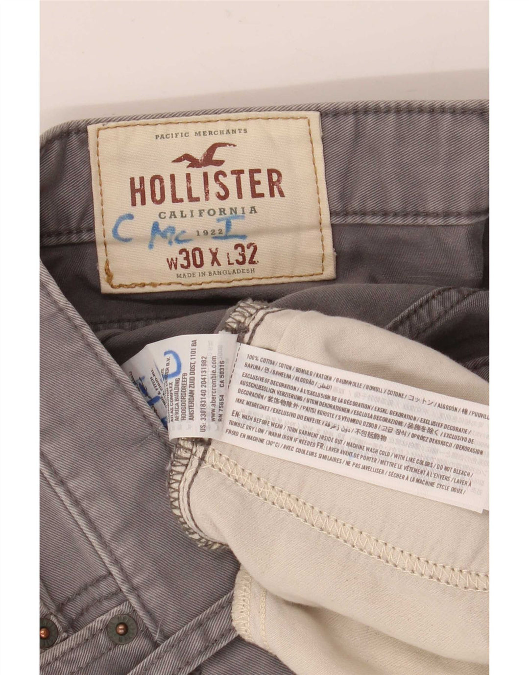 Blugi Hollister Slim pentru bărbați W30 L32 bumbac gri