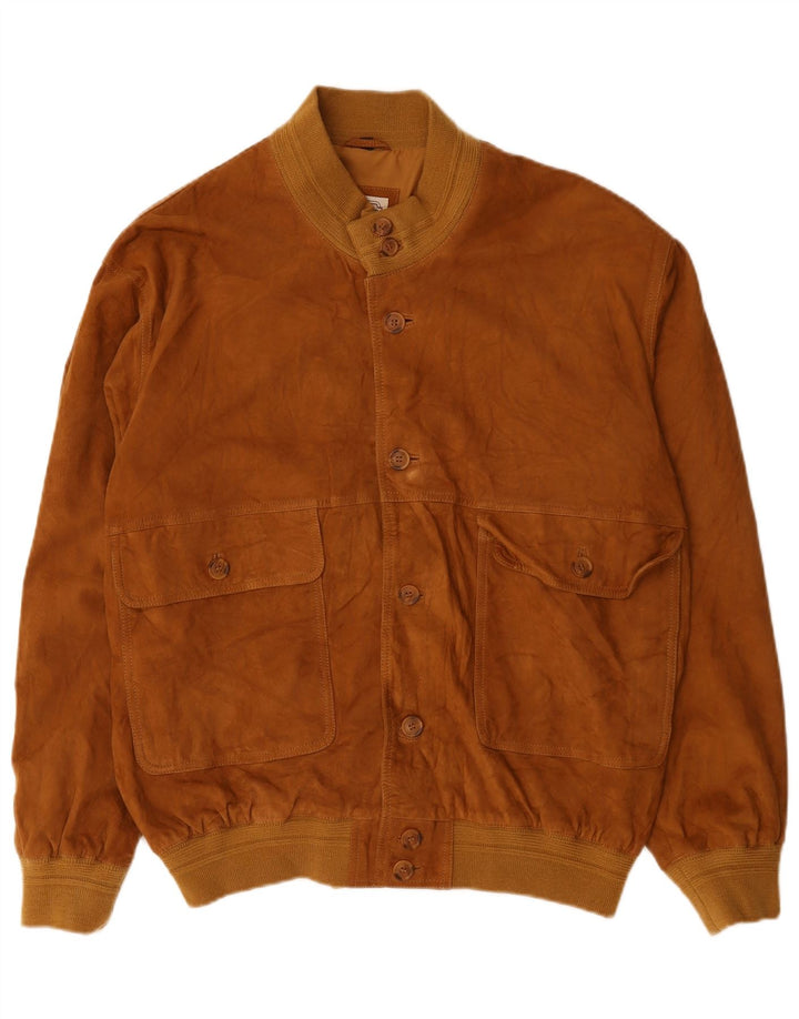 Bomber vintage pentru bărbați din piele intoarsa IT 56 3XL din piele maro