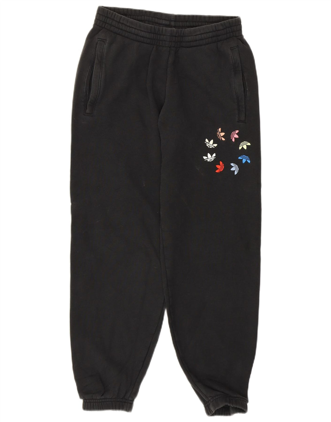 Pantaloni de trening grafic ADIDAS pentru femei Joggeri UK 8 Bumbac negru mic